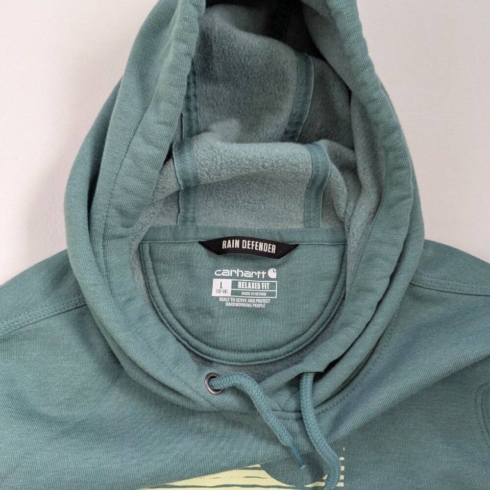 Carhartt Rain Defender Green Hoodie Sweatshirt Women's Size L - Picture 2 of 10